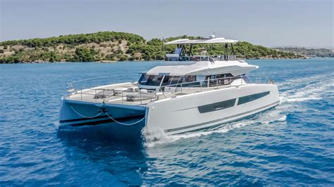 Fountaine pajot power 67 review Most catamarans, including the Fountaine Pajot, power the boat with a larger, much more powerful square-topped mainsail which leaves you with a much more powerful rig with more flexible sail combinations